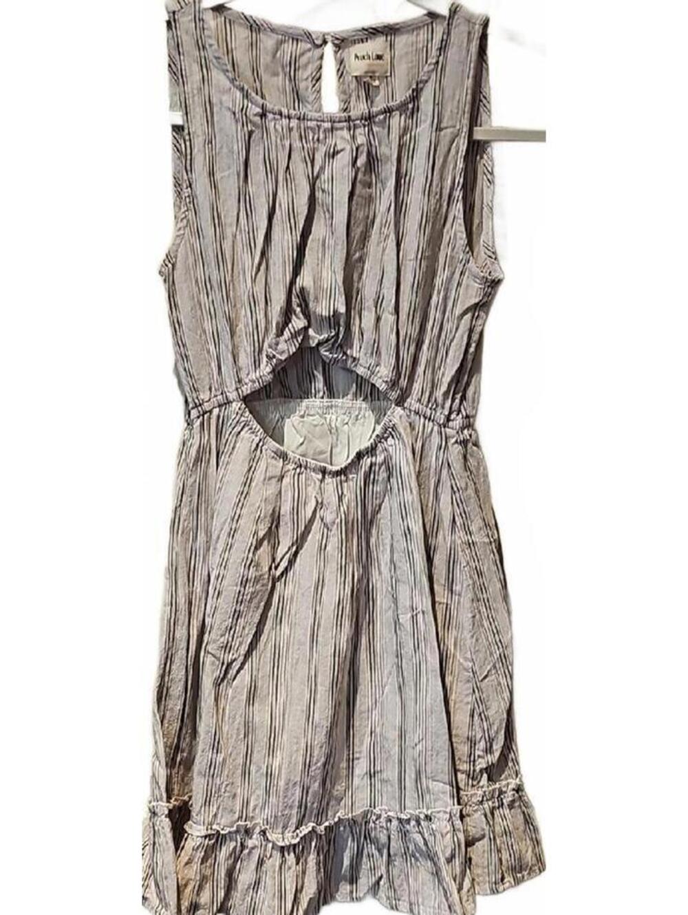 Peach Love Striped Sleeveless Dress with Cutout Size S